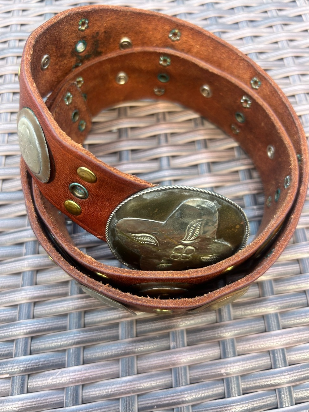 Vintage Chicos leather concho bohemian belt